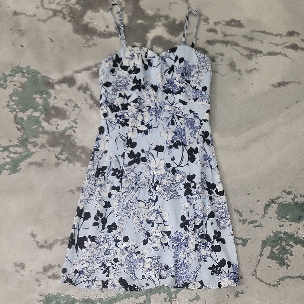 Express Black and Blue Floral Mini Dress